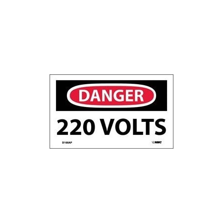DANGER, 220 VOLTS, 3X5, PS, GD100AP